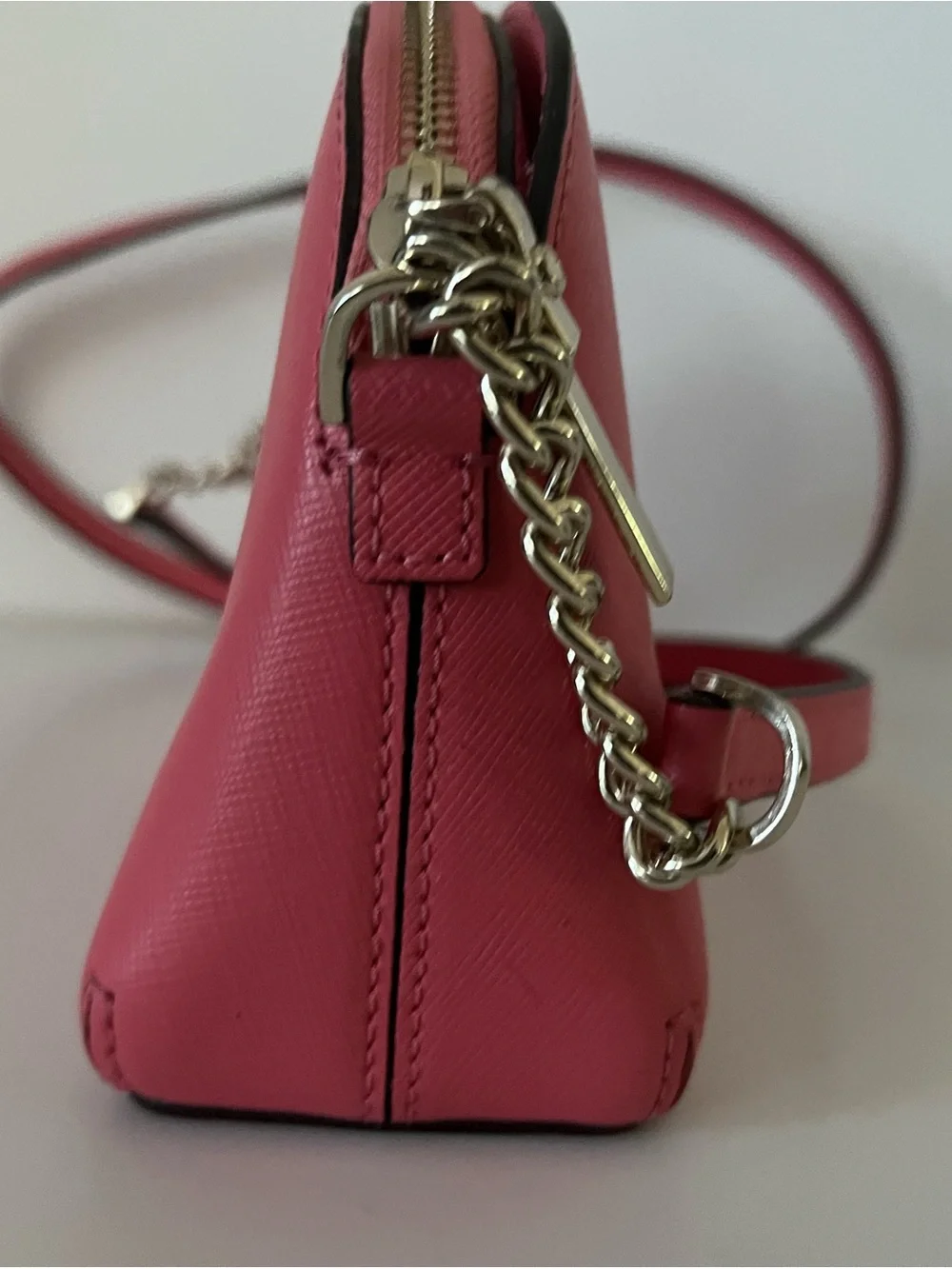 kate spade New York Pink Saffiano Dome Crossbody with Chain